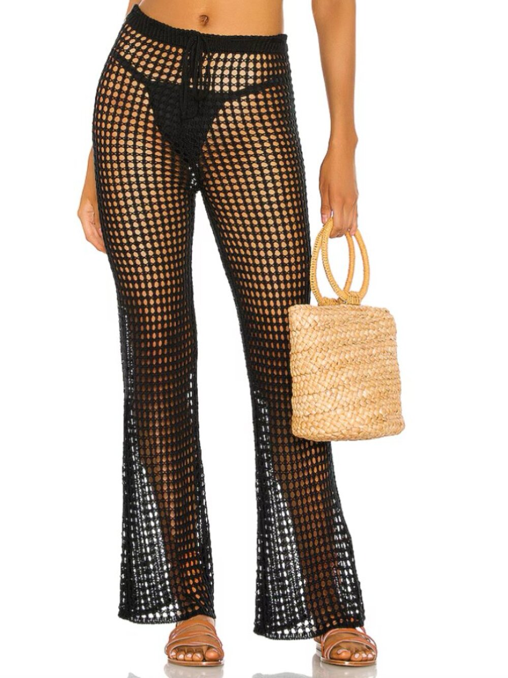 superdown Elektra Crochet Flare Pant in Black